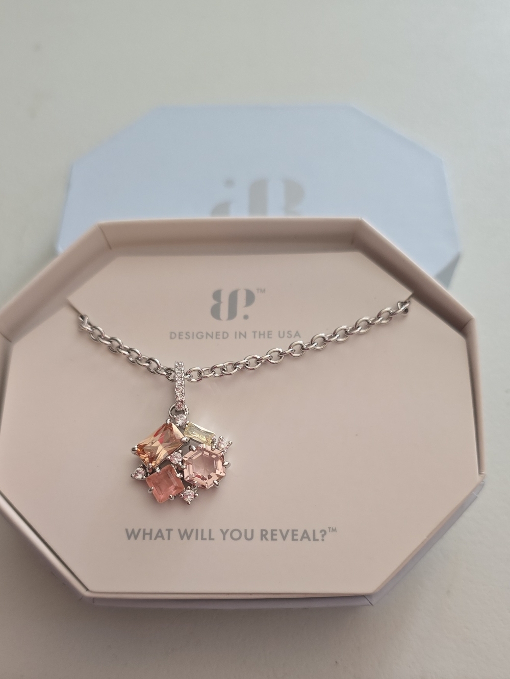 bp Pink Multi-Stone Cluster Pendant Necklace